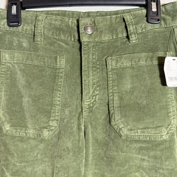 Free People High Time Velvet Kick Flare Pants Women's 6 Chive Green Festival NWT - Image 9