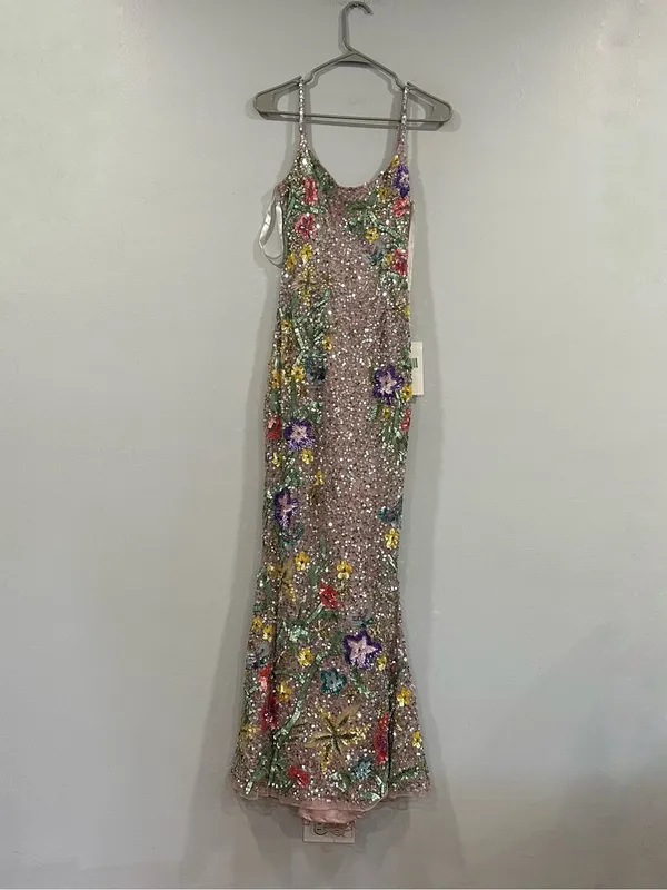 Mac Duggal 6151 Silver Embellished Sleeveless Cowl Back Gown sz 0 - Image 6
