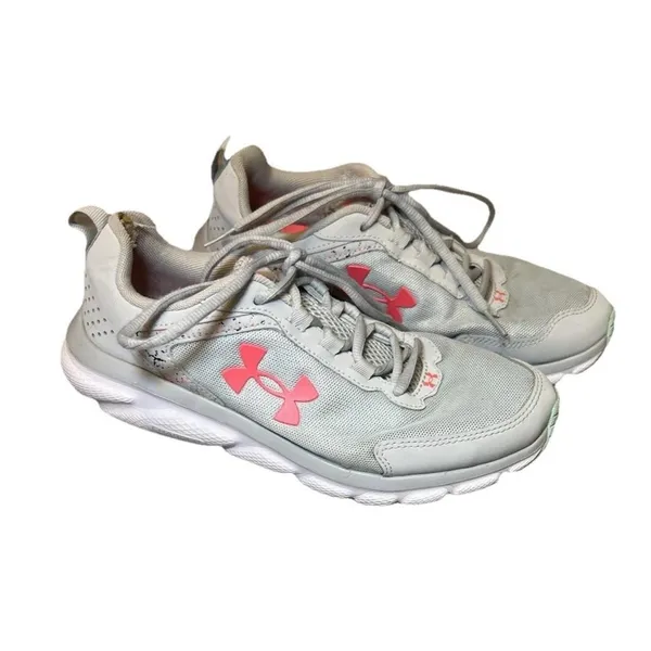 Under Armour Womens Size 9 Charged Assert 9 Running Shoes Grey‎ Orange Sneakers - Image 2