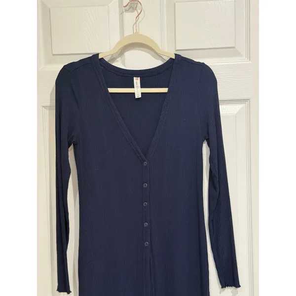 Anthropologie Navy‎ Ribbed Longline Cardigan and Lounge Pants Set - Image 4