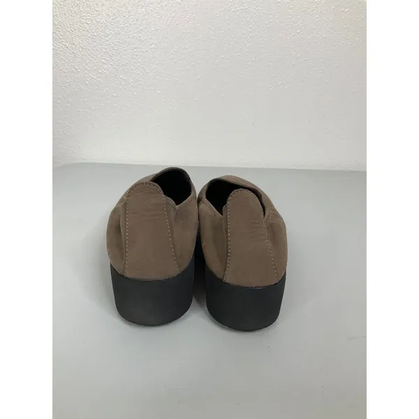 Aetrex Liz Taupe‎ Brown Leather Orthotic Slip On Loafers Platform Shoes BW502W 7 - Image 4