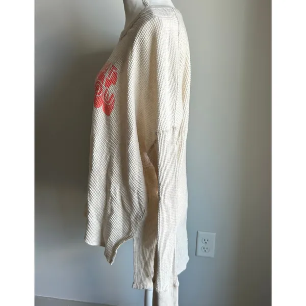 Aerie Waffle Knit Graphic Sweatshirt Do What Makes You Happy Size XL - Image 3