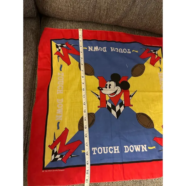Vintage Disney Mickey Mouse Football Touchdown‎ Bandana Scarf 100% Cotton VGUC - Image 5