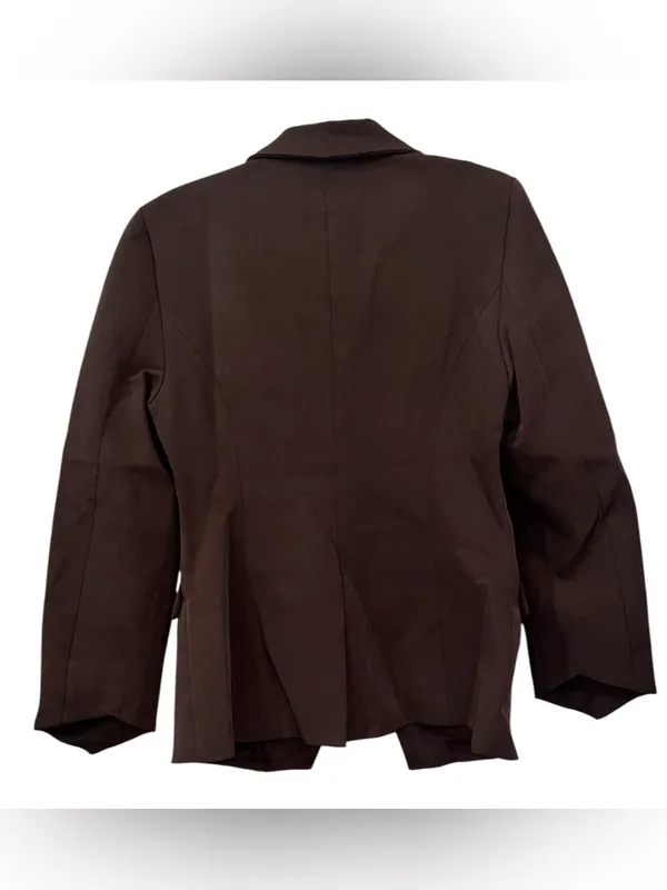 Commense Belted Cinched Waist Blazer Dark Brown Size Small NWT Tailored Jacket - Image 3