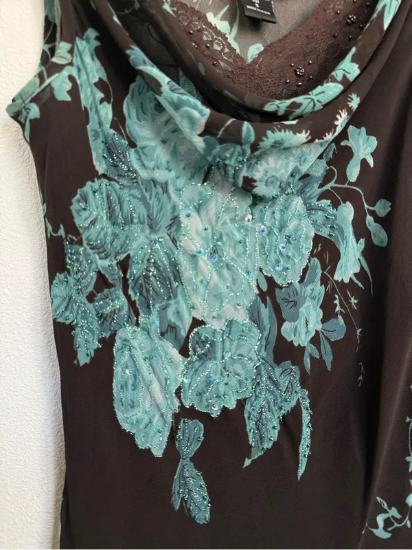 Vintage Y2k Connected Apparel Floral Beaded Dress S Whimsigoth Fairycore 90s - Image 4