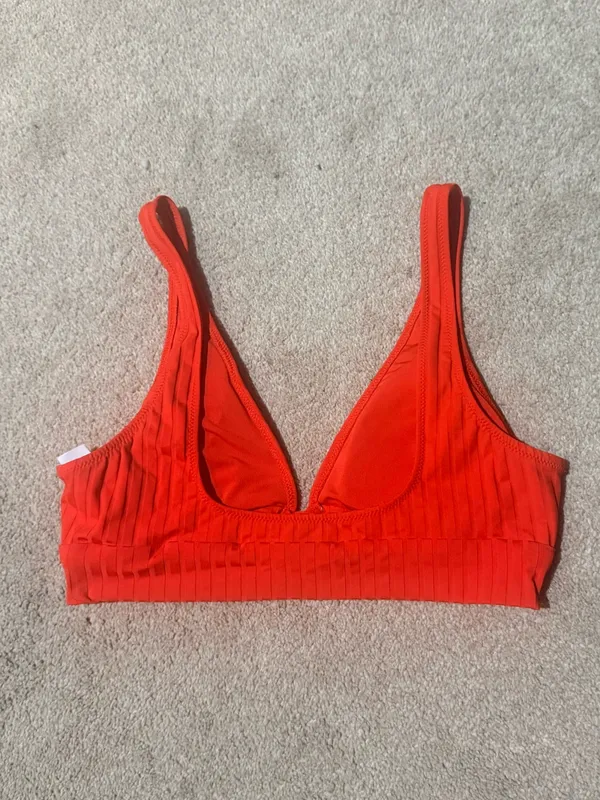 Aerie Red Orange Plunge Swim Bikini Top Size M - Image 2