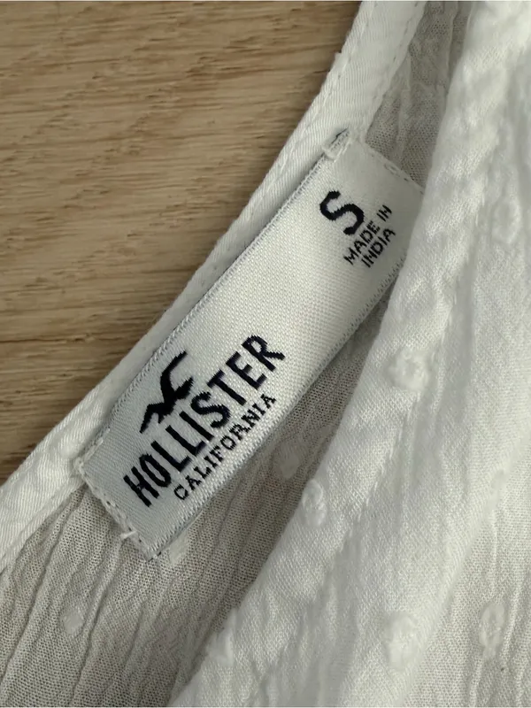 Hollister White Textured Peplum V-Neck Top - Image 3