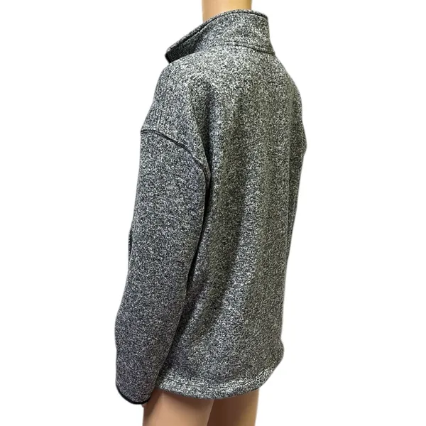 Victorias Secret PINK Heather Gray Quarter Zip Kangaroo Pocket Knit Sweatshirt M - Image 9