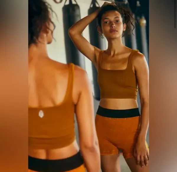 Free People Movement Tan Happiness Runs Square Neck Crop - Image 2