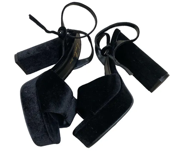 Lulus Gorgyy Black Velvet Open Toe Platform Sandals - Image 3