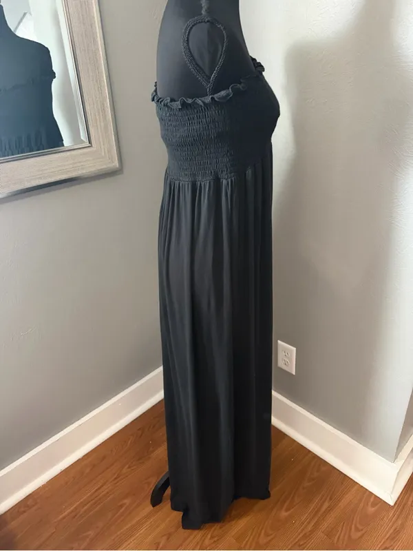Juicy Couture Y2K Smocked Strapless Maxi Dress Boho Minimalist Large - Image 5