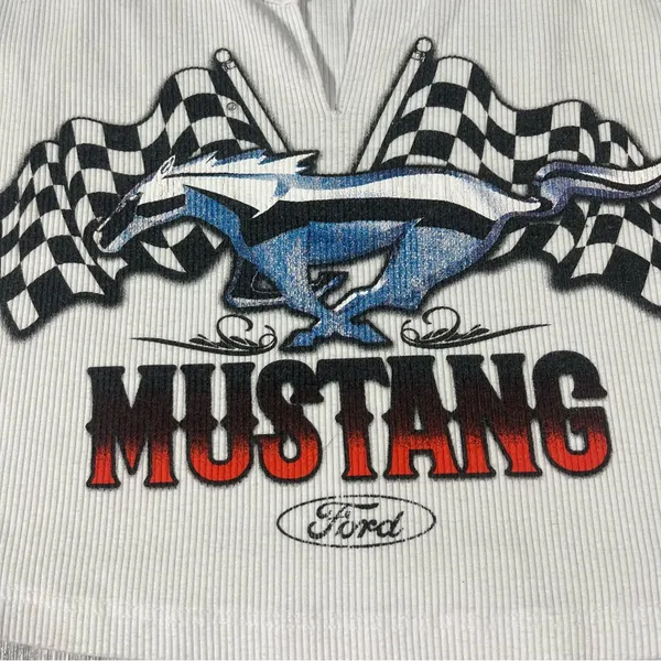 Forever 21 Mustang White Tank Crop Top; Small - Image 5