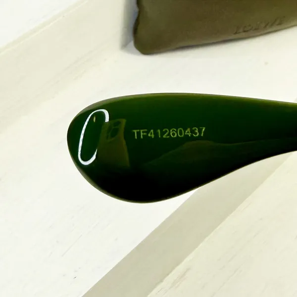 LOEWE Inflated Cat Eye Sunglasses in Green Acetate with Leather Case - Image 8