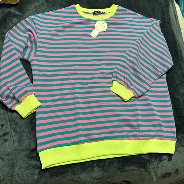 Kissfix multicoloured striped sweatshirt Size M #kawaii #pastel - Image 2