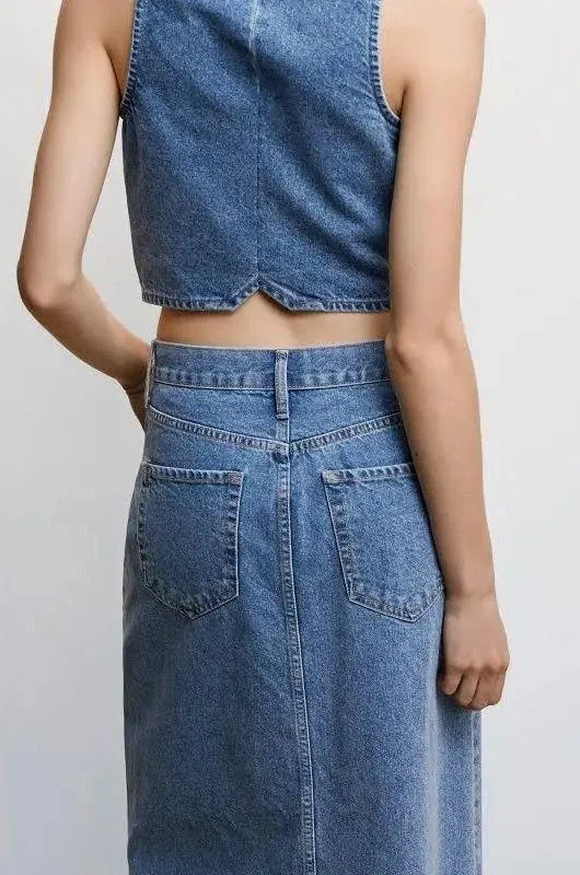Mango Denim Maxi Skirt - Image 2