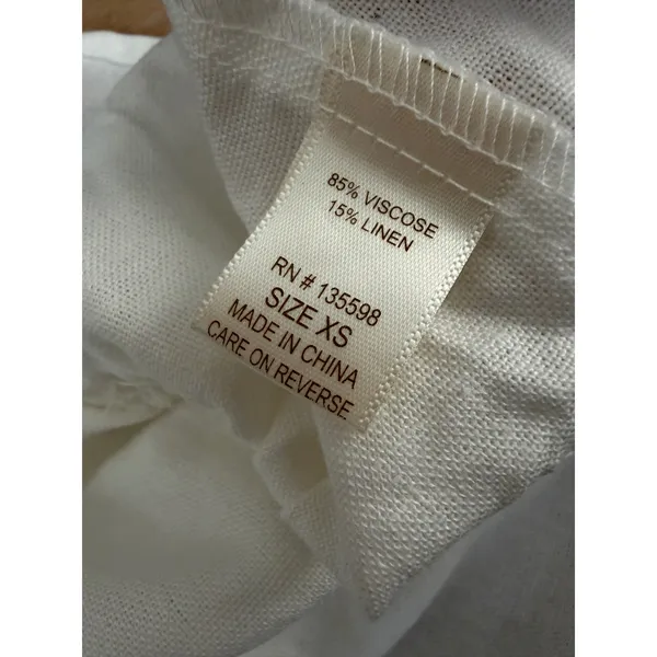 Liberty Love White Linen‎ Blend Tie Front Puff Sleeve Peplum Top XS - Image 7