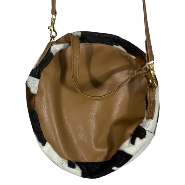 Womens Western Cow Print Round Crossbody Bag Brown Desert Boho Festival Size OS - Image 4