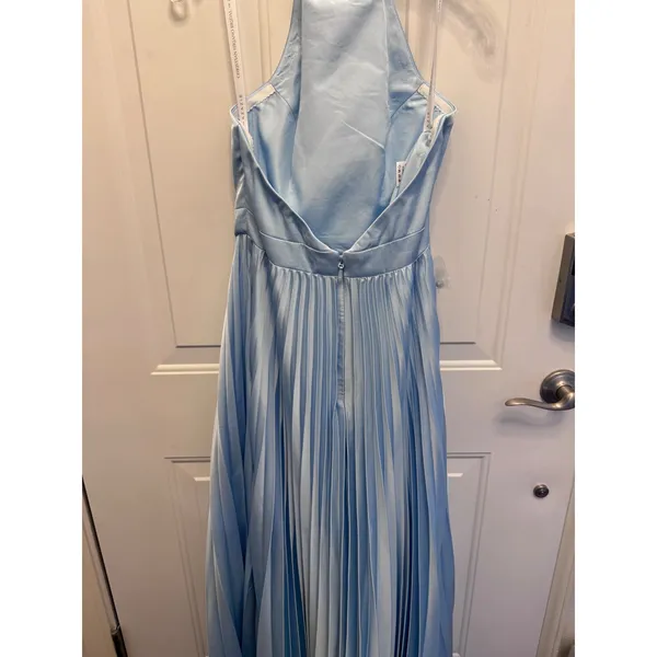 Azazie Christian Siriano Keita Sky Blue Pleated Halter Chiffon Gown Dress A6 NWT - Image 7