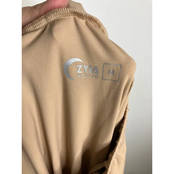 Zyia Active Wide Leg Pants Womens Medium Tan Excellent Stretch Pockets Yoga - Image 6