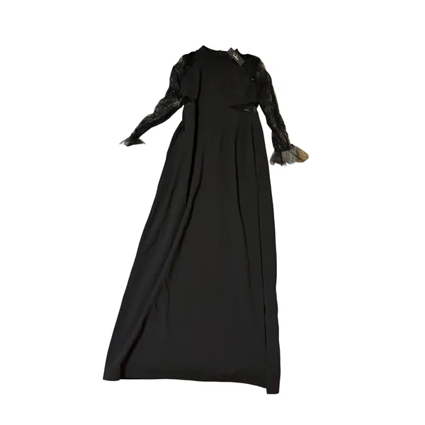 NWT Lulus Size Large Bragging Rights Black Lace Long Sleeve Column Maxi Dress - Image 3