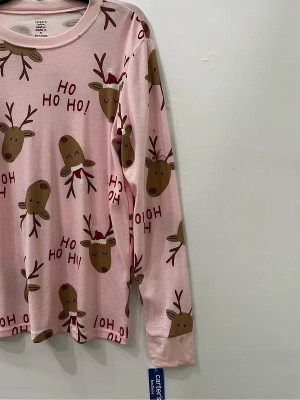 Carter’s Women’s Snug Fit Pajama NEW 2pc Set 100% Cotton Pink Reindeer Medium - Image 4
