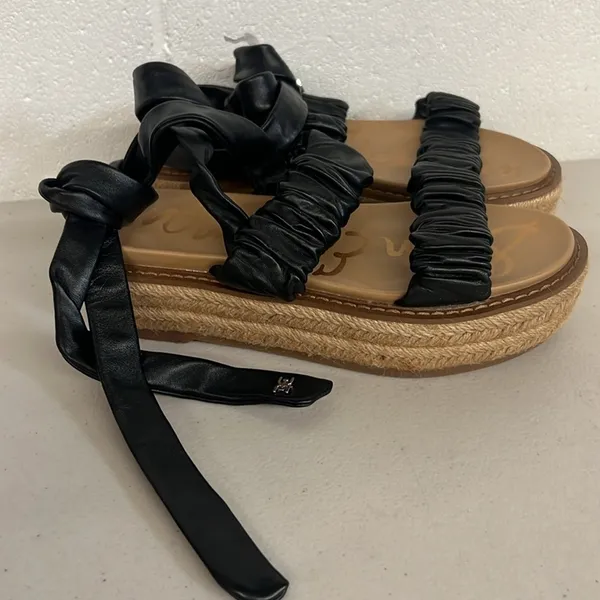 New Sam Edelman sz5.5 sandals black brown Kerin stretchy platform shoe - Image 2