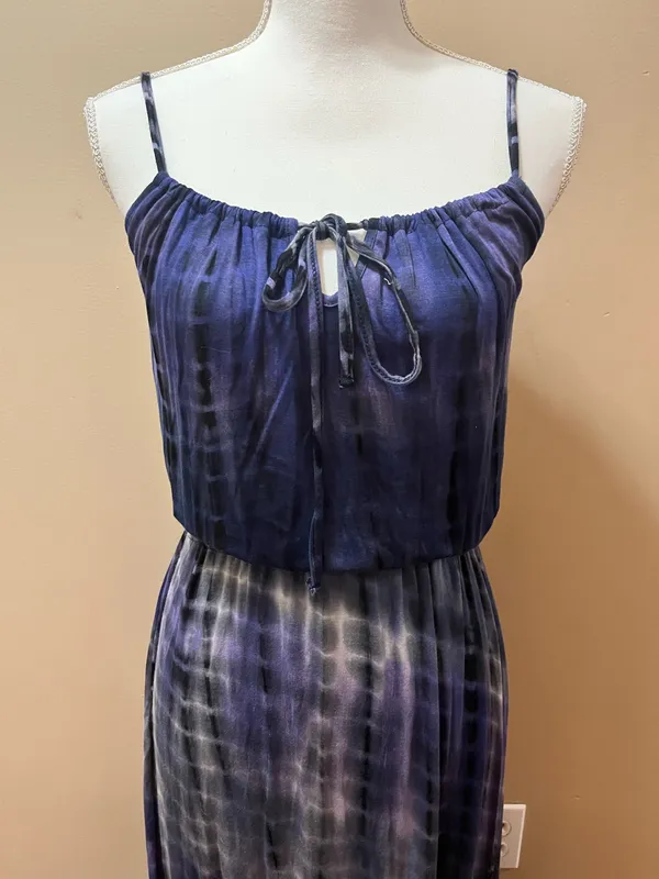 Purple and White Tie Dye Maxi Dress Size Medium - Image 4
