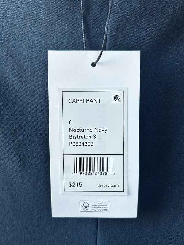 Theory Capri Pants in Nocturne Navy Blue Size 6 NWT Quiet Luxury Preppy - Image 6