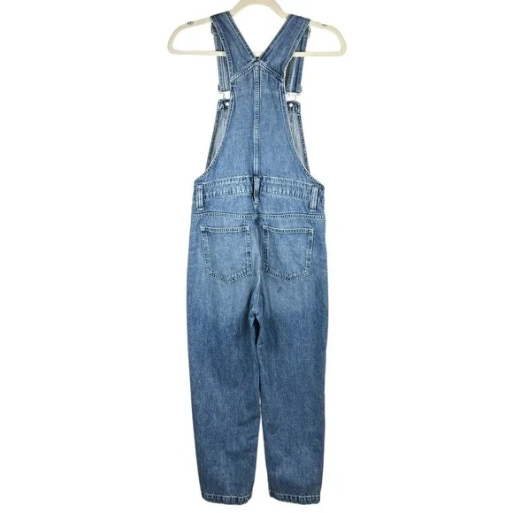Madewell‎ Straight-Leg Jean Overalls XXS Hickory Wash Faded Denim Cropped Length - Image 2