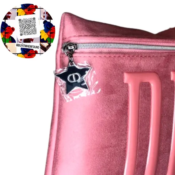 DIOR Logo Embossed Pink Sueded Top Zipper Clutch NWOT - Image 4
