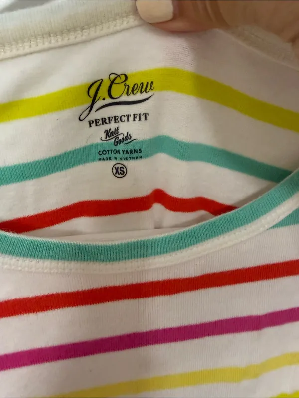 J. Crew Women’s White Multi-Stripe Short Sleeve Tee - Image 2