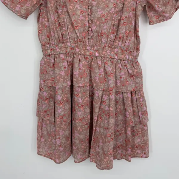 LoveShackFancy Roth Dress XS Pink Floral Cottagecore Boho Ruffle Tiered‎ Mini - Image 6