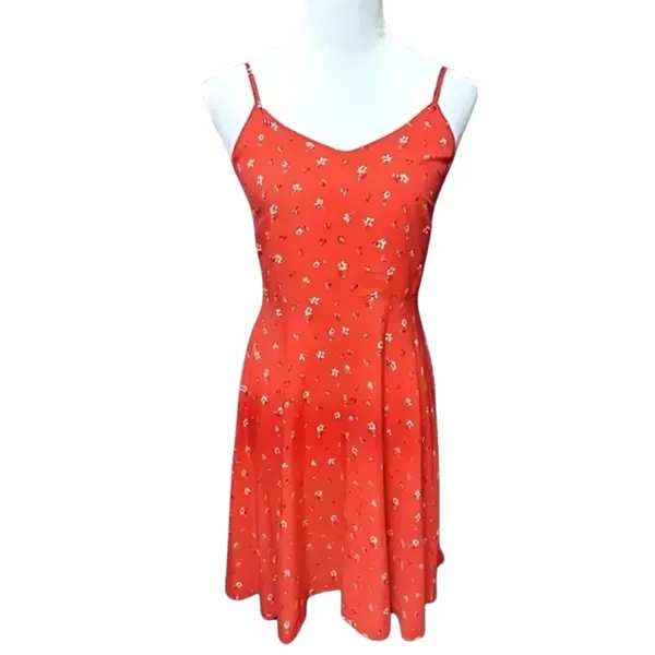 Gap Sundress Orange Floral Print V Neck Sleeveless A Line Summer Dress XS Casual - Image 2