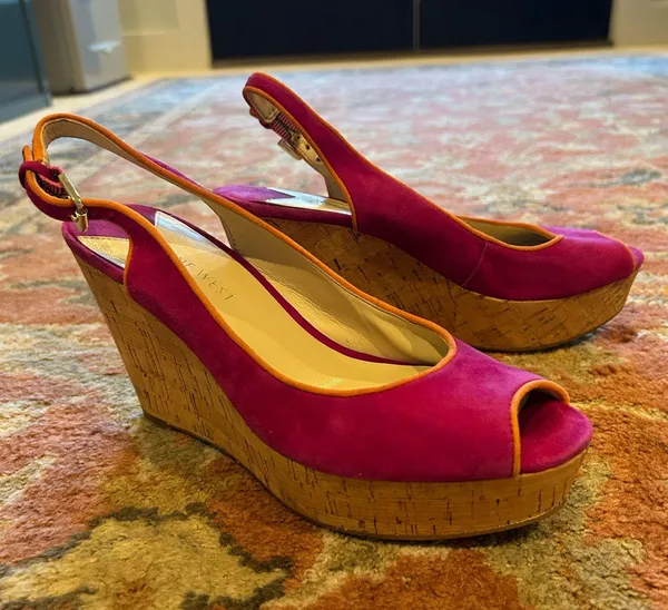 Nine West Cork Wedge Shoes Peep Tow Size 7 - Image 4