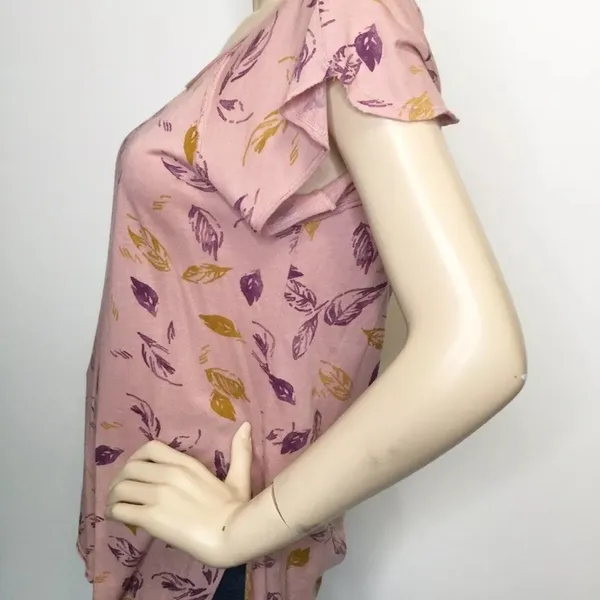 T La Anthropologie Sylvan Flutter Sleeve Tee Shirt Top Pink Floral Size Small - Image 6