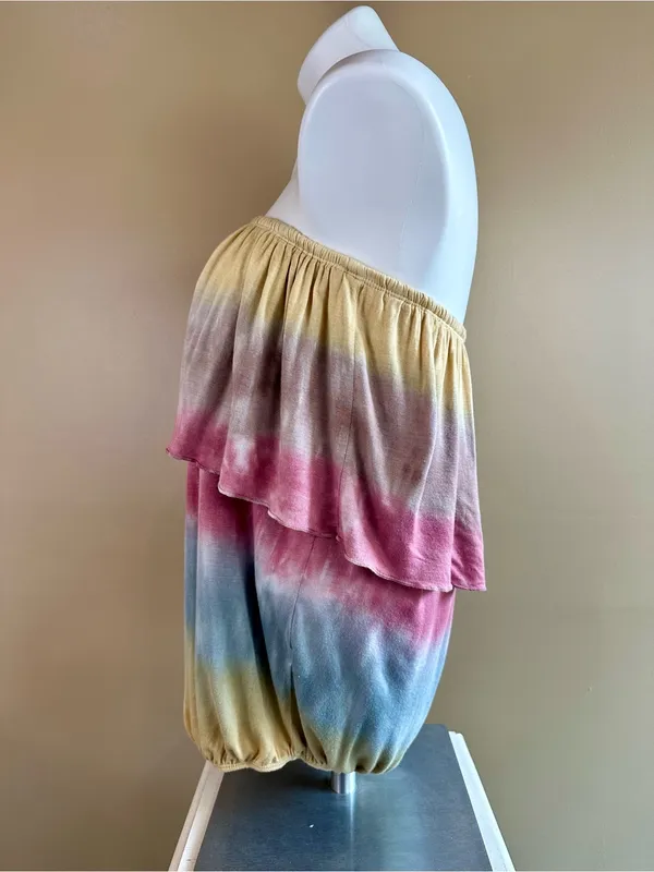Urban X Tie Dye Ombré Strapless Blouson Tube Top Medium Boho Festival Y2K Summer - Image 5