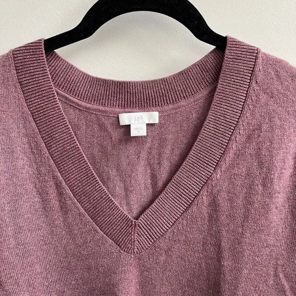 J. Jill Womens V-Neck Pullover‎ Sweater Plum Purple Heathered Cotton Blend 2X - Image 2