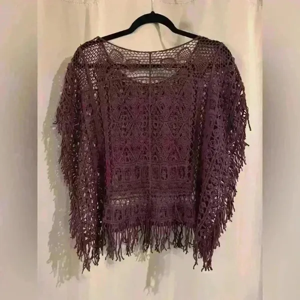Source Unknown Women’s Purple See Throw Poncho - Image 2