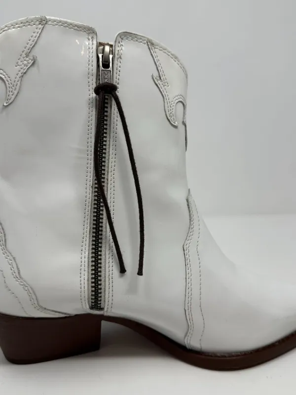 Free People New Frontier Western Cowboy Boot Womens 6.5 White Patent Leather NWT - Image 11