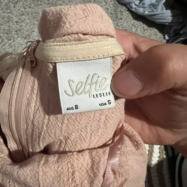 Selfie Leslie STRAPLESS WIDE LEG‎ JUMPSUIT NUDE PINK Small - Image 9