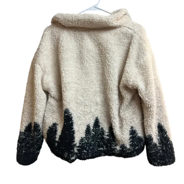 Thread & Supply Quarter Zip Sherpa Pullover Forest Pattern Small - Image 10