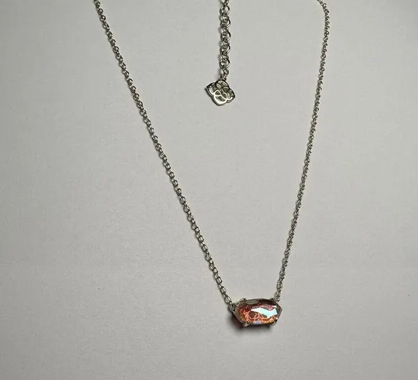 Kendra Scott Dichronic Glass Pink Gold Tone Necklace Adjustable Length - Image 2