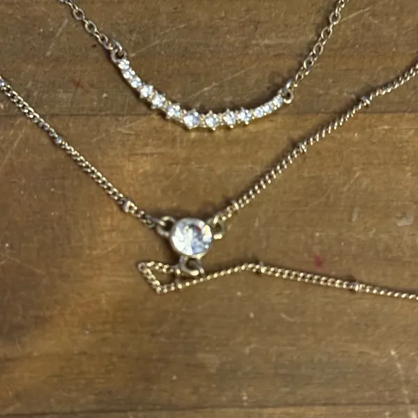 Express gold tone triple layered rhinestone Y necklace - Image 3