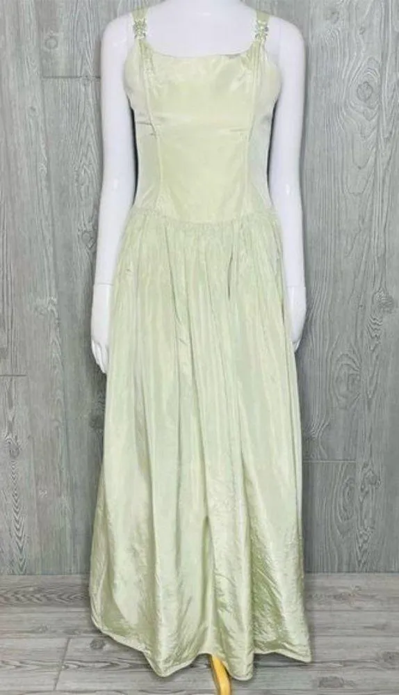 Jessica McClintock gunne sax light green jeweled tanktop fit & flair silky dress - Image 2