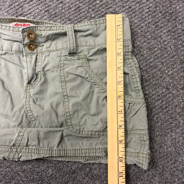 No Boundaries Y2K Sage Green Cargo Micro Mini Skirt sz 9 Low Rise Utility Cotton - Image 3