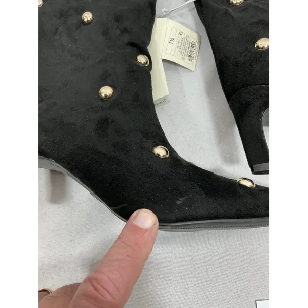 Womans NWD A New Day Justice Black Knee High Boots Size 7.5 Studs Kitten Heel - Image 3