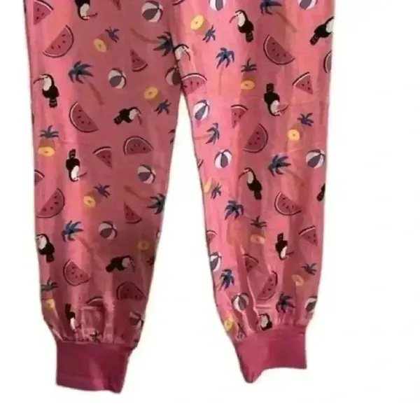Chelsea Peers Women's XS Pajama Set‎ Tropic Like It's Hot in White and Pink - Image 8