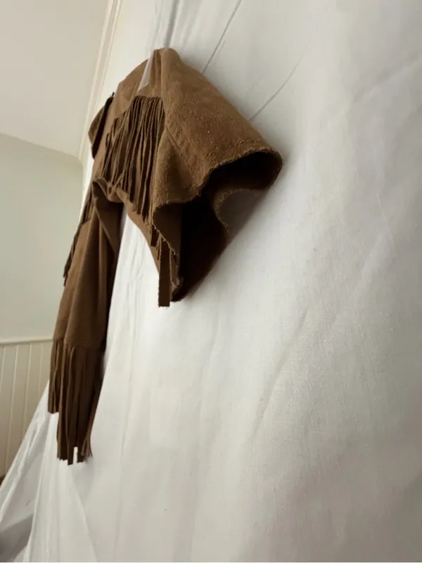Nasty Gal Brown Faux Suede Fringe Jacket Womens M (A708) - Image 10