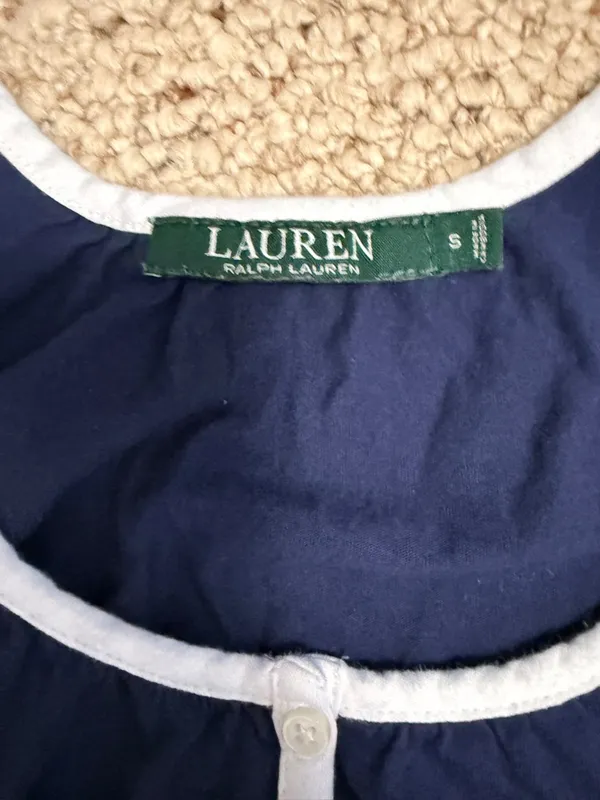 Lauren Ralph‎ Lauren Navy Nautical Sleeveless Cotton Dress Small Preppy - Image 6