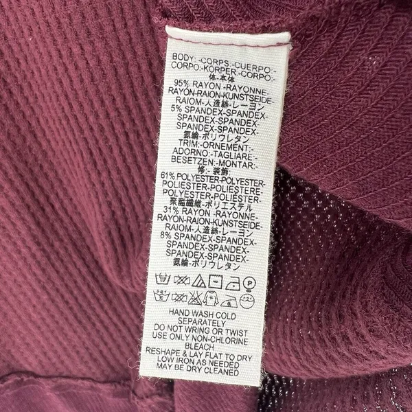We The Free People Laguna Waffle Knit Top Burgundy Red‎ Long Sleeves Size Medium - Image 10